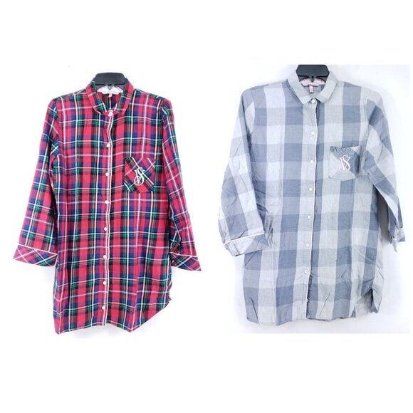 Victoria's Secret Dresses & Skirts - 2 Victoria's Secret Shirt Women's Size Small Red Gray Plaid